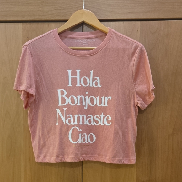 Spiritual Gangster Tops - Spiritual Gangster Pink Graphic Tee, S, Yoga Chic, Athleisure, Comfy Vibes